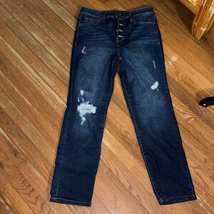 NOBO Dark Blue Distressed Boyfriend Jeans